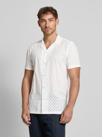 Lindbergh Relaxed Fit Freizeithemd mit Lochstickerei Weiss 4