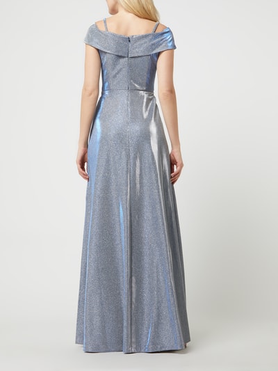 Christian Berg Cocktail Cold-Shoulder-Abendkleid mit Glitter-Effekt Metallic Blue 4