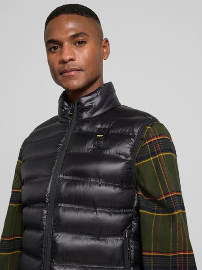 Blauer Usa Steppweste mit Stehkragen und Zweiwege-Reißverschluss Black 3