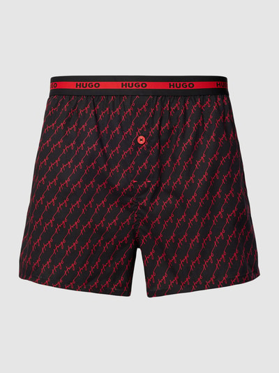 HUGO Boxershort met all-over print in een set van 2 stuks, model 'WOVEN' Zwart - 1