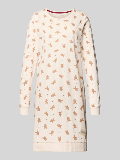 Happy Shorts Koszula nocna o kroju relaxed fit z nadrukiem z motywem na całej powierzchni model ‘XMAS’ Jasnoszary 1