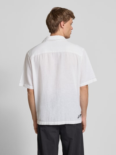 Only & Sons Regular Fit Leinenhemd mit Motiv-Stitching Modell 'CAIDENLY' Offwhite 5