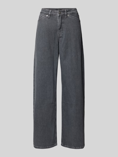 Produktfoto, Relaxed Fit Jeans aus Baumwoll-Mix Modell 'Cellma Edge' von Someday, mieszanka bawełny i elastanu, krój relaxed fit, ciemnoszary kolor, zapięcie na guzik i zamek błyskawiczny, wpuszczane i tylne kieszenie, szlufki na pasek, szerokość w rozmiarze 36: 38 cm, długość wewnętrzna nogawki w rozmiarze 36: 79 cm
