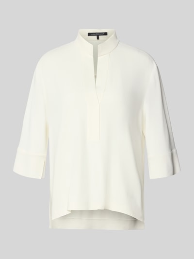 Produktfoto, Regular Fit Bluse aus Viskose-Elasthan-Mix mit 3/4-Arm von Luisa Cerano in Creme, Stehkragen, glatte Textur, lockere Form