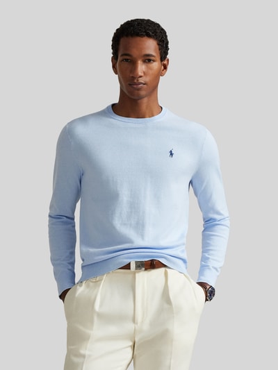 Polo Ralph Lauren Slim Fit Pullover aus reiner Baumwolle Hellblau 4
