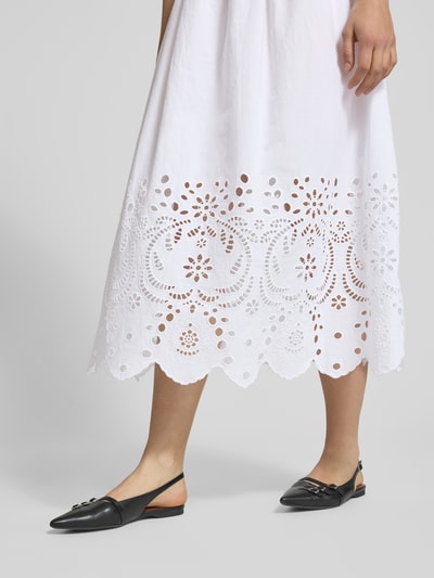 Pepe Jeans A-Linie Midikleid aus Baumwoll-Mix Modell 'NAOMI' Weiss 3