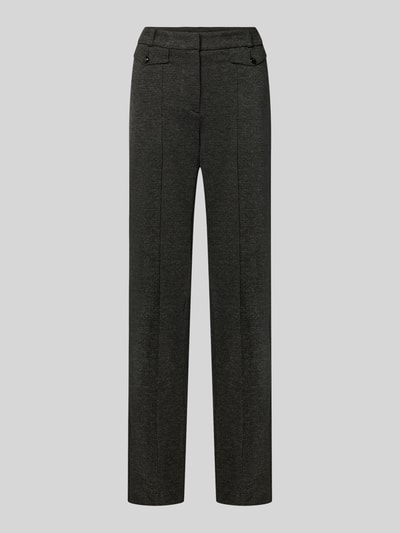 Produktfoto, Ausgestellte schmale Hose aus Viskose-Mix Modell 'Fleur' von CAMBIO, Damen Schmale Hose, dunkelgrau, schlichte Struktur, glatte Oberfläche