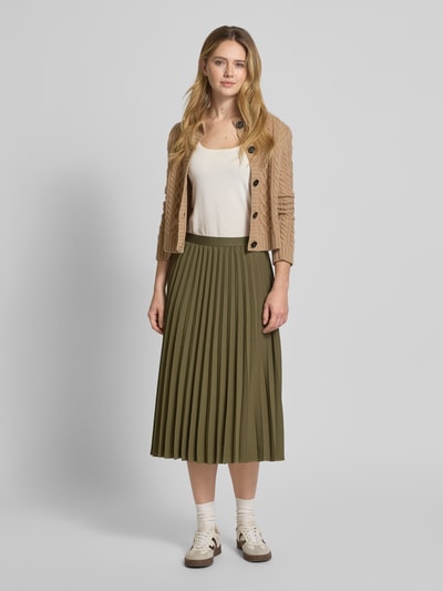 Tommy Hilfiger Midirock mit Plisseefalten Khaki 1