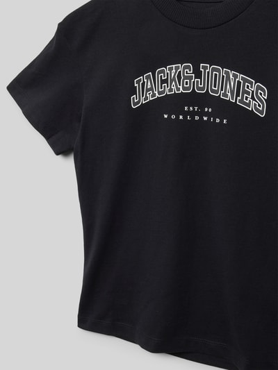 Jack & Jones T-shirt met labelprint, model 'CALEB' Zwart - 2