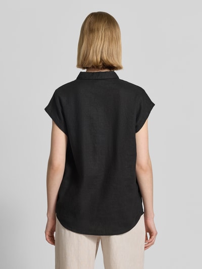 ICHI regular fit blouse van mix van linnen en viscose model 'LINNO' Zwart - 5