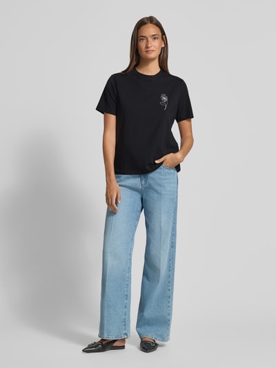 VILA T-Shirt mit Stitching Modell 'NORA' Black 1
