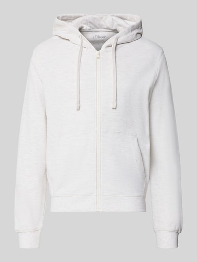 Produktfoto, Relaxed Fit Sweatjacke aus reiner Baumwolle von s.Oliver RED LABEL w odcieniu jasnej bieli, gładka faktura, proste linie
