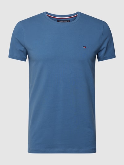 Tommy Hilfiger Slim fit T-shirt met labelstitching Oceaanblauw - 2