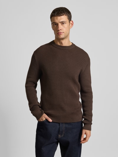 SELECTED HOMME Gebreide pullover met ribboorden Middenbruin - 4