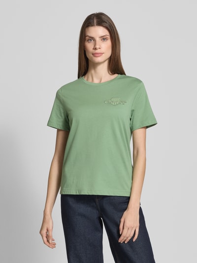 Gant Regular fit T-shirt van puur katoen met logopatch Mintgroen - 4