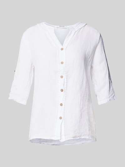 ZABAIONE Regular fit linnen blouse met 3/4-mouwen Offwhite - 2