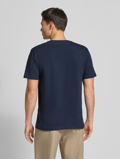Wood Wood T-shirt met motief- en logoprint, model 'Ace' Donkerblauw - 5