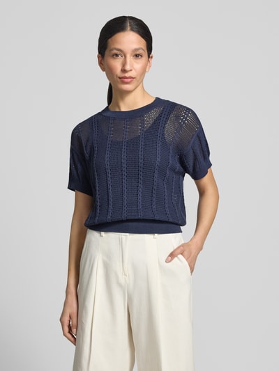 VERO MODA Relaxed Fit Strick-Shirt aus Baumwoll-Mix Modell 'LUX LIGHT' Marine 4