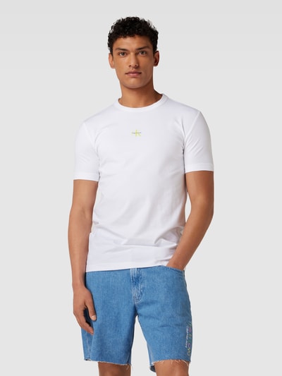 Calvin Klein Jeans Slim Fit T-Shirt mit Label-Print Weiss 4