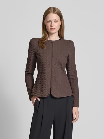 Emporio Armani Blazer mit Rundhalsausschnitt und Reißverschluss Taupe 4
