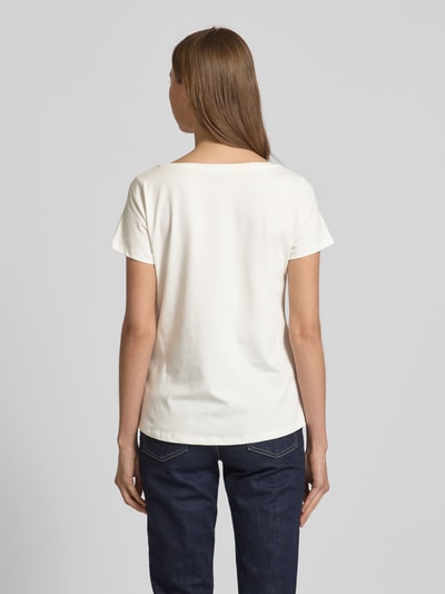 More & More T-shirt z prążkowanym okrągłym dekoltem Złamany biały 5
