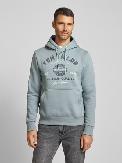 Tom Tailor Regular fit hoodie van katoenmix met logoprint Lichtgroen - 4