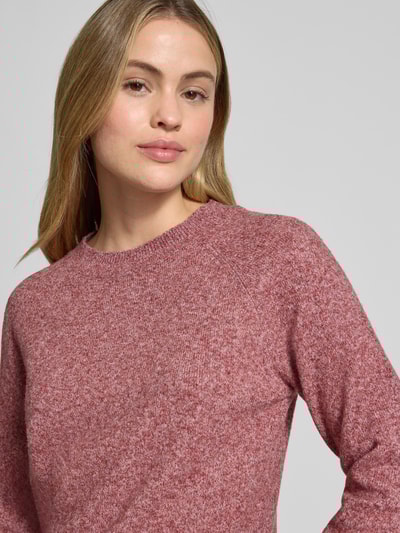 Vero Moda Regular Fit Pullover mit Rippbündchen Modell 'DOFFY' Rostrot Melange 3