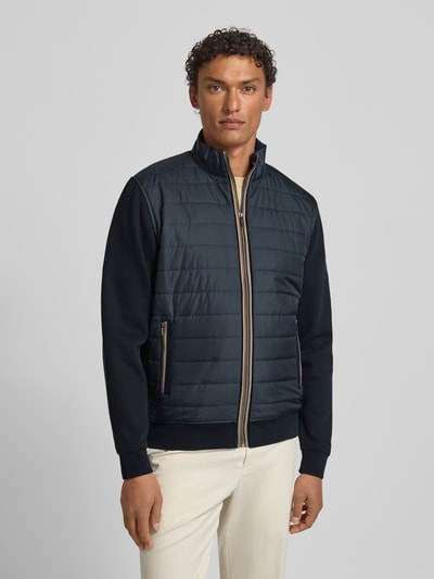 bugatti Sweatjack met labeldetail Marineblauw - 4