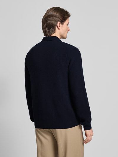 Samsøe Samsøe Strickpullover aus Wolle mit Reißverschluss Modell 'ISAKS' Dunkelblau 5