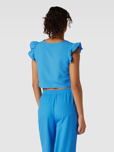 Pieces Crop Top mit V-Ausschnitt Modell 'MILANO' Bleu 5