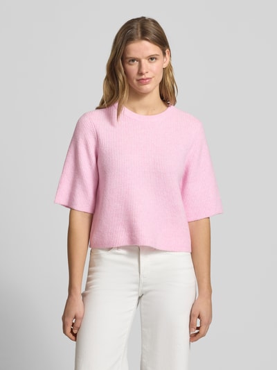 PIECES Boxy Fit T-Shirt aus Rippstrick mit Woll-Anteil Modell 'SILLY' Hellrosa Melange 4