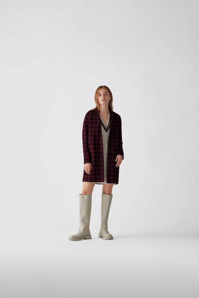 Harris Wharf London Wollmantel mit Allover-Muster Bordeaux Rot 1