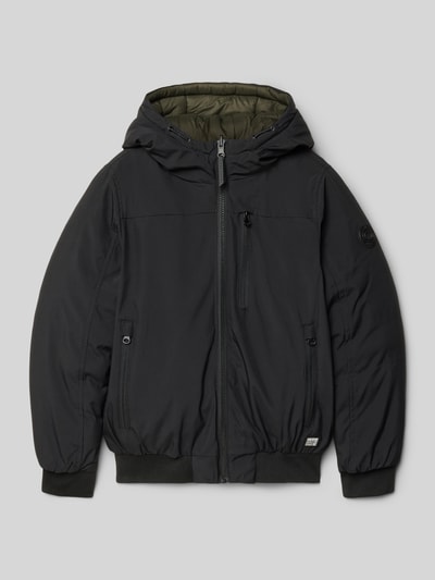 CARS JEANS Bomberjacke mit Kapuze und Label-Patches Modell 'JETHRO' Black 1