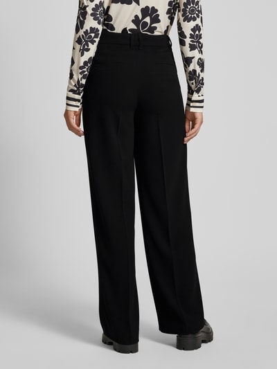 Marc Cain Wide leg stoffen broek met bandplooien Zwart - 5