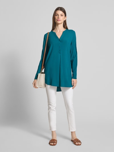 Christian Berg Woman Bluzka o kroju regular fit z kołnierzem z lamówką Petrol 1