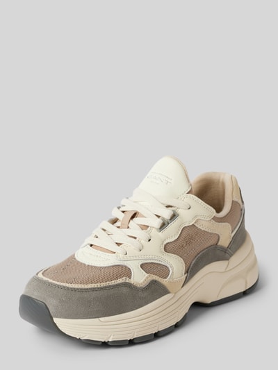 Gant Ledersneaker mit Label-Details Modell 'Neuwill' Taupe 1