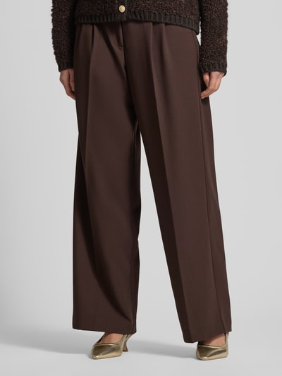 Smith and Soul Stoffen broek met bandplooien Donkerbruin - 4