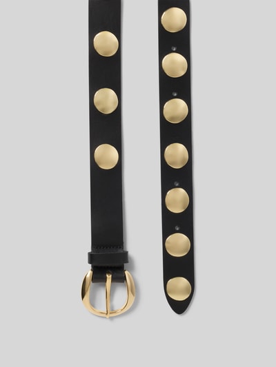 Produktfoto, Gürtel mit Nietenbesatz von Vanzetti in Schwarz mit goldfarbenen Nieten, Strukturmuster, Dornschließe, 3 cm Breite, Damen Accessoire