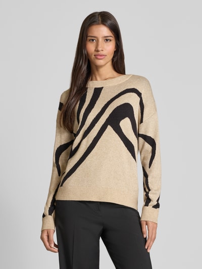 Vila Strickpullover aus Viskose-Mix mit Rundhalsausschnitt Beige 4
