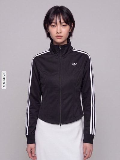 adidas Originals Slim Fit Sweatjacke mit Logo-Stitching Modell 'FIREBRID CORSET' Black 4