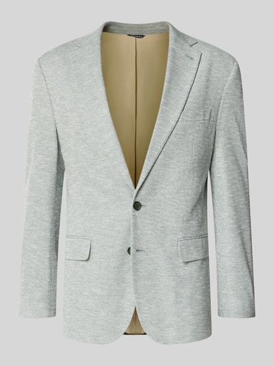 Produktfoto, Slim Fit 2-Knopf-Sakko mit Pattentaschen von MCNEAL im Material-Mix mit Baumwoll-Anteil, Strukturmuster in Hellgrau, Reverskragen.