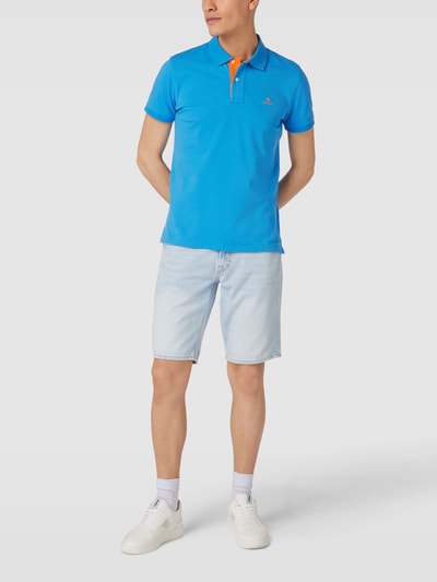 Gant Poloshirt met contraststrepen, model 'CONTRAST COLLAR' Koningsblauw - 1