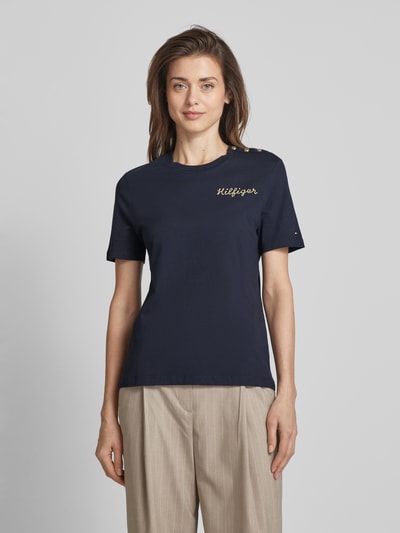 Tommy Hilfiger T-shirt z listwą guzikową Ciemnoniebieski 4