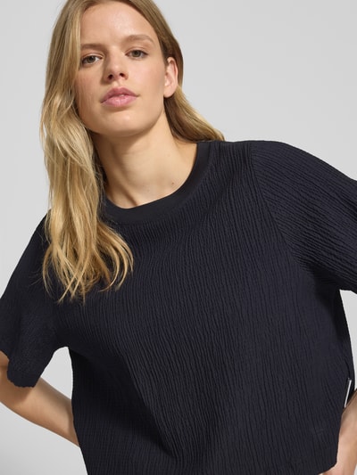 Marc O'Polo Denim T-shirt met geribde ronde hals Marineblauw - 3