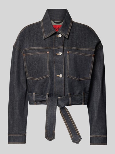 Produktfoto, Oversized Jeansjacke aus Baumwoll-Mix Modell 'GALATA' van HUGO, look: effen, platte kraag, knoopsluiting, strikceintuur, riemlussen, borstzak, lange mouw, katoenmix.