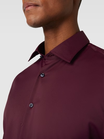 Jake*s Slim fit zakelijk overhemd met kentkraag Bordeaux - 3