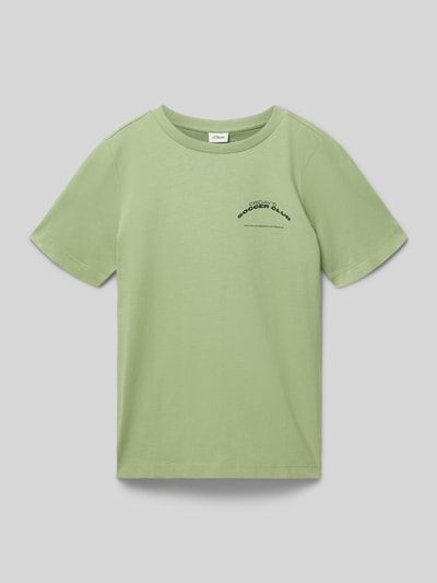 Produktfoto, Regular Fit T-Shirt aus reiner Baumwolle von s.Oliver RED LABEL, Kinder T-Shirt, Optik: Unifarben, Motiv-Print, Rundhals, Ärmelform: Kurzarm, Materialverarbeitung: Jersey, Farbe: Hellgrün, glatte Textur