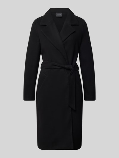 VERO MODA Webpelzmantel mit Bindegürtel Black 1