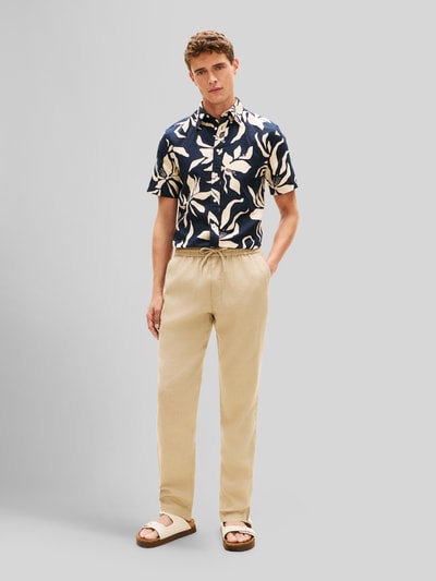 Tommy Hilfiger Tapered chino van linnenmix met trekkoord model 'HARLEM' Beige - 1