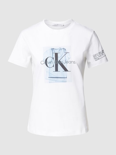 Calvin Klein Jeans T-Shirt mit Label-Print Weiss 2